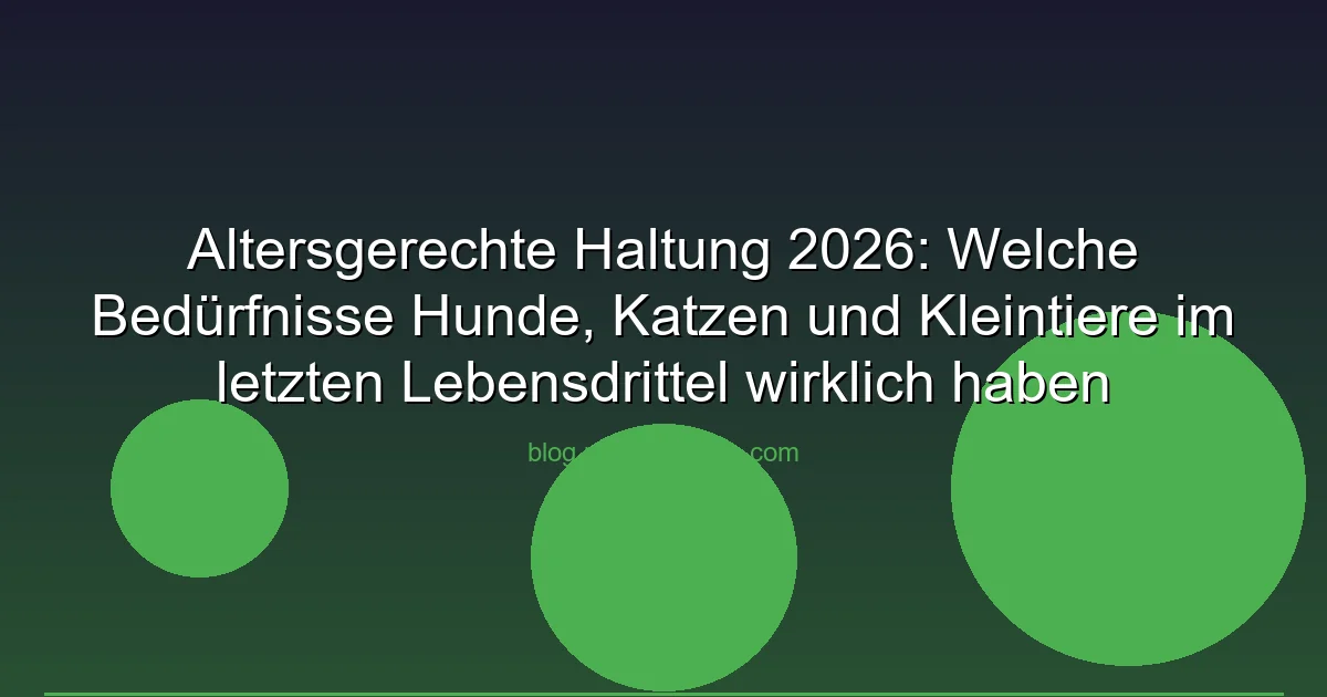 Altersgerechte Haltung 2026: Welche Bedürfnisse Hunde,…